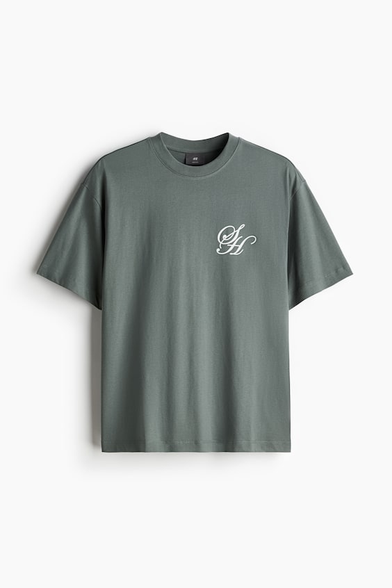 ﻿HM Bedrucktes T-Shirt in Loose Fit Lagerräumung