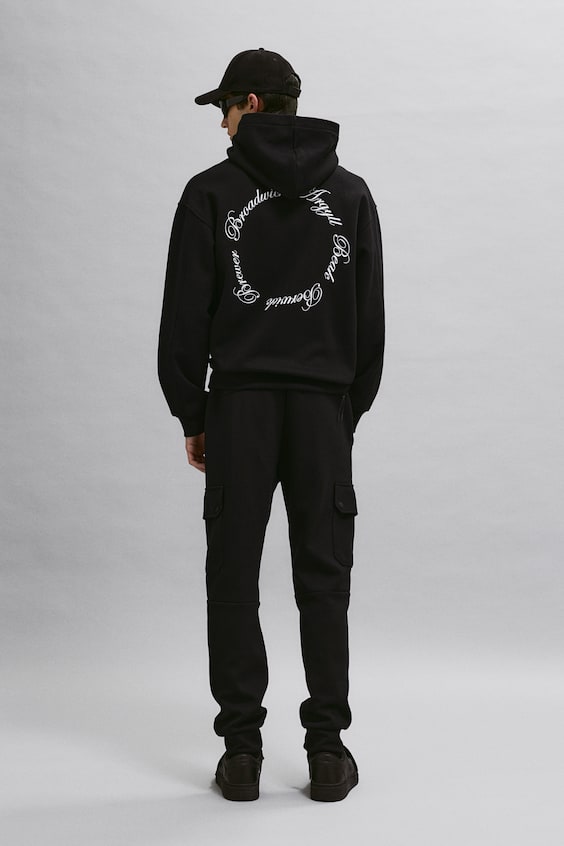 HM Bedruckter Hoodie in Oversized Fit Große Rabatte