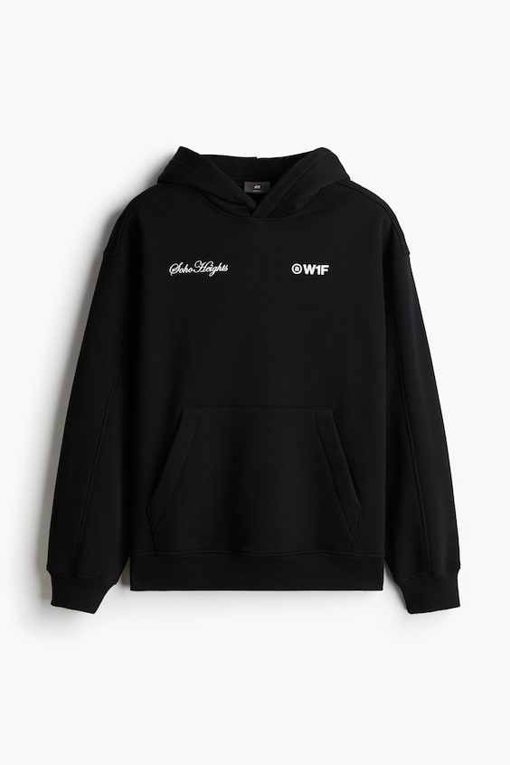 HM Bedruckter Hoodie in Oversized Fit Große Rabatte