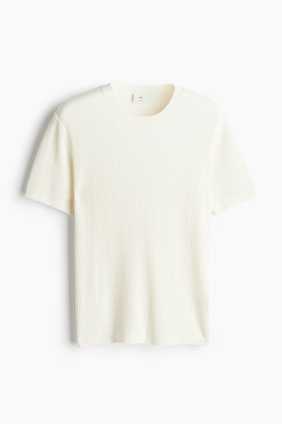HM T-Shirt in Rippstrick Regular Fit Letzter Tag