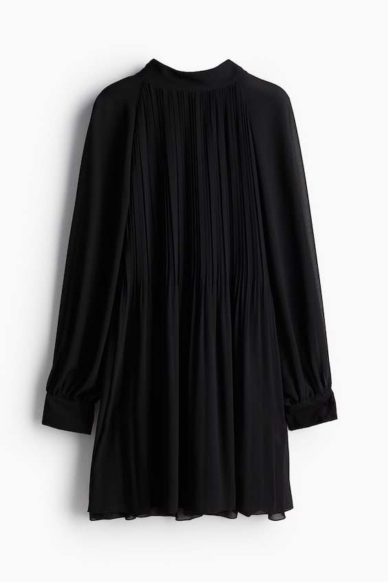 HM Plissiertes Kleid mit Bindekragen Günstig kaufen