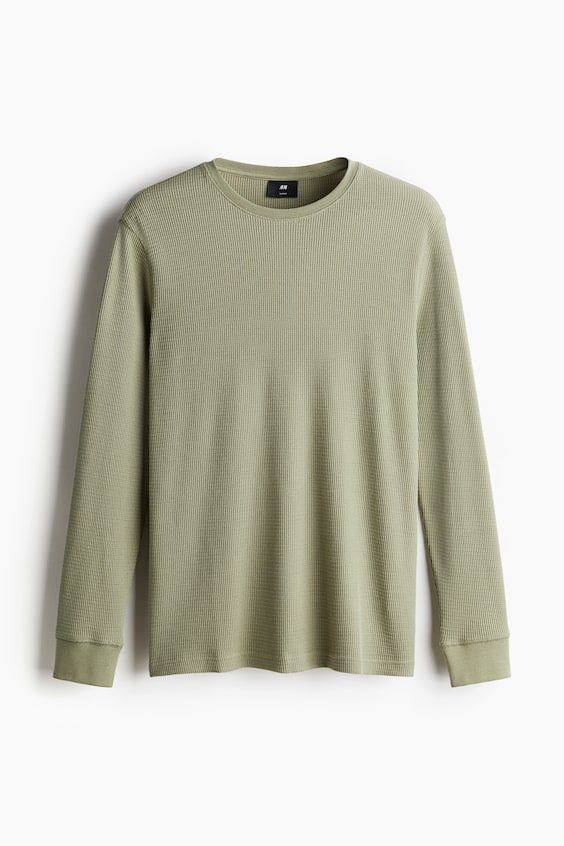 HM Shirt aus Waffeljersey in Slim Fit im Angebot