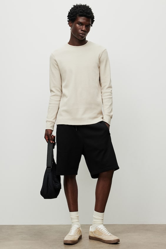 HM Shirt aus Waffeljersey in Slim Fit Saisonschlussverkauf