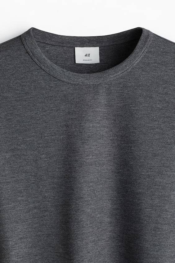 HM Langarmshirt mit Waffelstruktur in Regular Fit Kostenloser Versand international