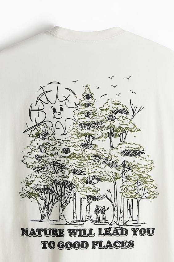 HM Bedrucktes T-Shirt in Loose Fit Großer Ausverkauf