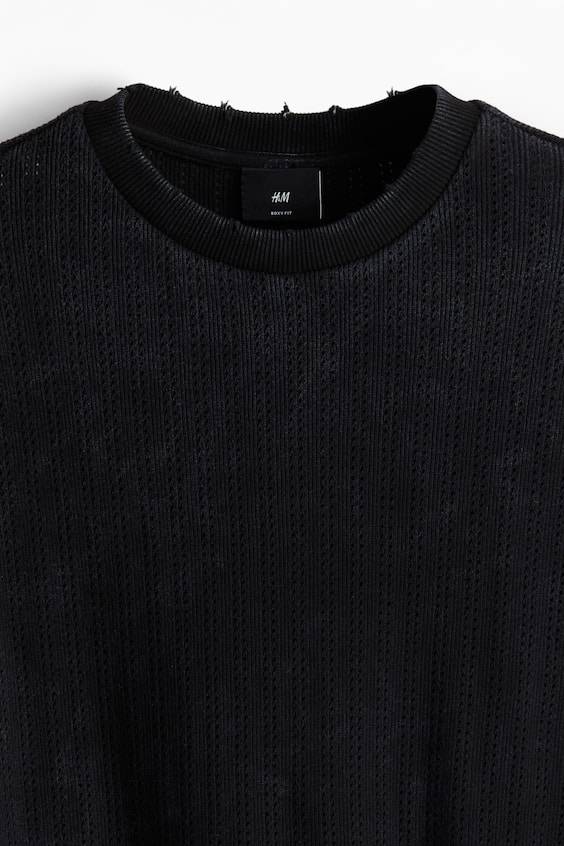 HM Kastiges T-Shirt aus Pointelle-Jersey Große Rabatte