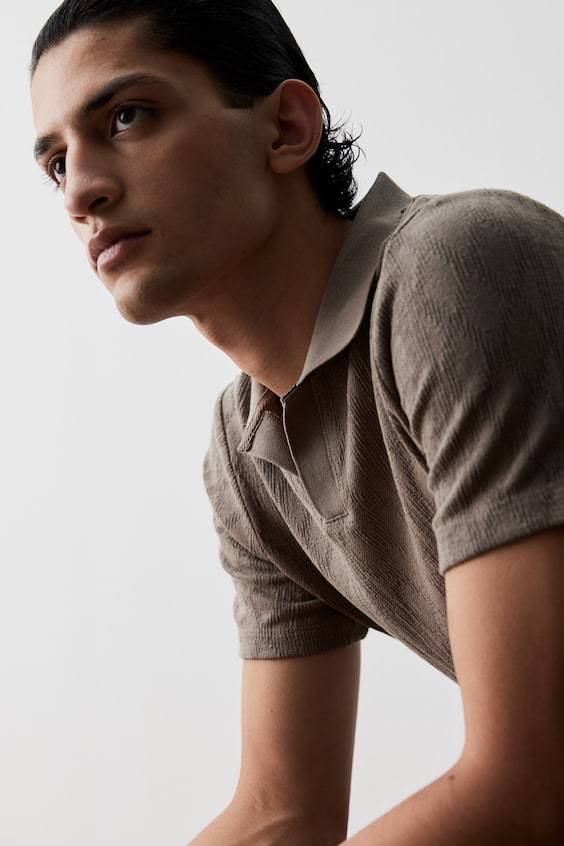 HM Strukturiertes Poloshirt in Slim Fit Sonderangebote