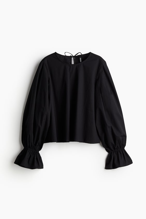 HM Baumwollbluse mit Bindedetail Bis zu 50% Rabatt