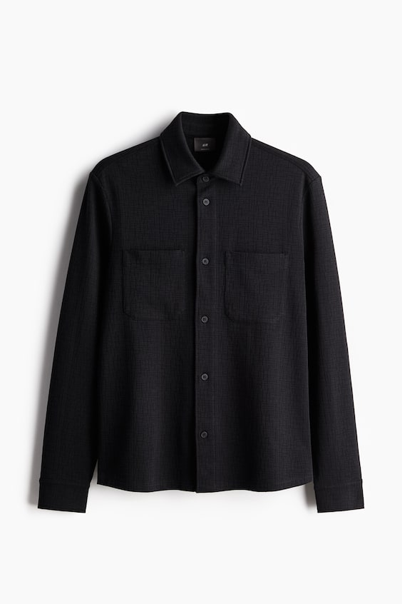HM Overshirt mit Struktur in Regular Fit Black Friday Preise