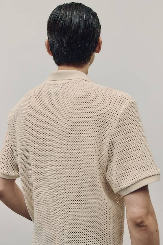 HM Poloshirt im Häkellook in Regular Fit Hotsell