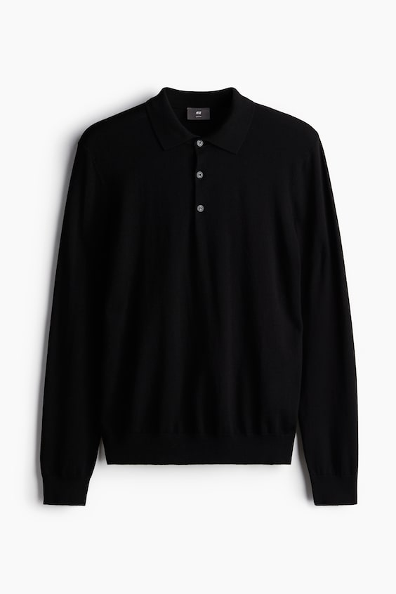 HM Feinstrick-Poloshirt in Slim Fit im Angebot