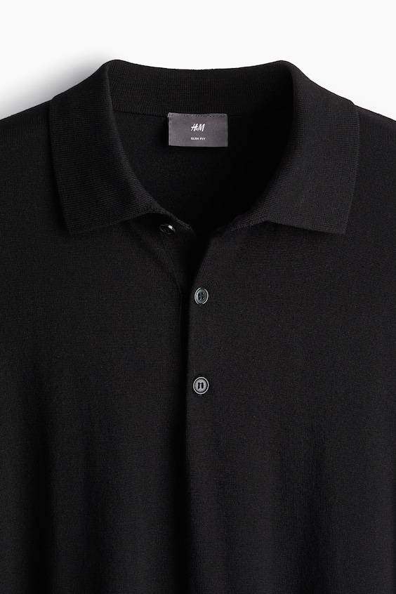 HM Feinstrick-Poloshirt in Slim Fit im Angebot