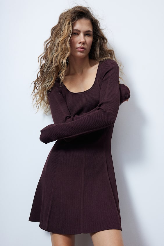 HM Flared-skirt rib-knit mini dress Vatertagsangebot