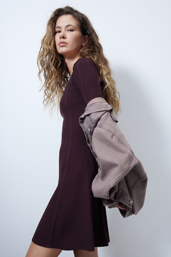 HM Flared-skirt rib-knit mini dress Vatertagsangebot