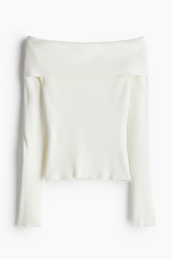 HM Schulterfreies Shirt in Rippstrick Online Outlet