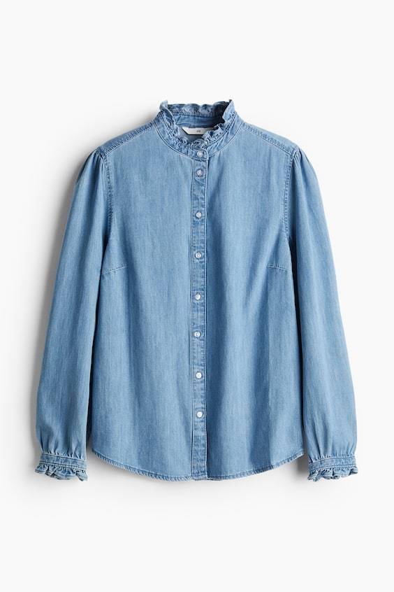 HM Denimbluse mit Volants Zeitlich begrenztes Angebot