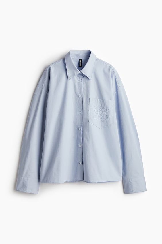 HM Bestickte Popeline-Bluse 50% Rabatt für begrenzte Zeit