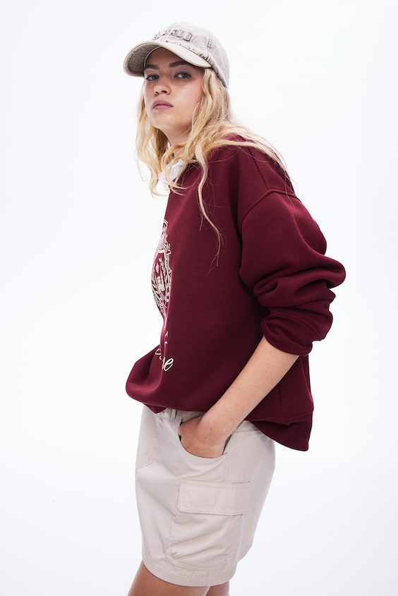 HM Oversized Sweatshirt mit Motiv Günstig kaufen