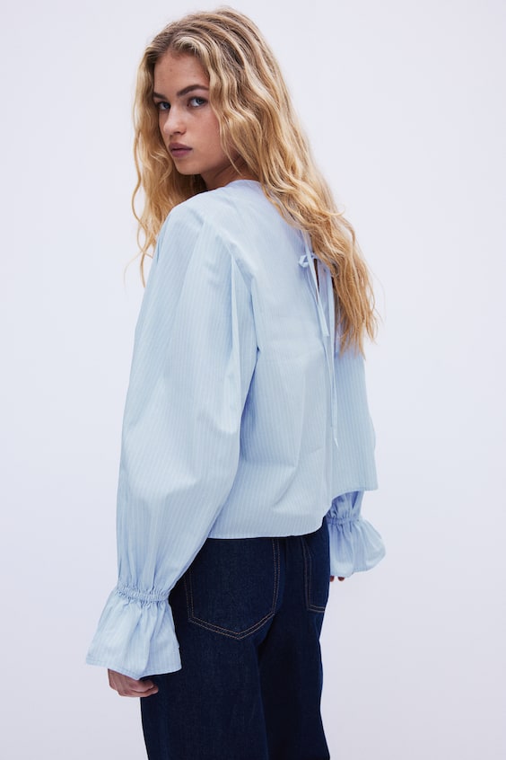 HM Baumwollbluse mit Bindedetail Preisnachlass