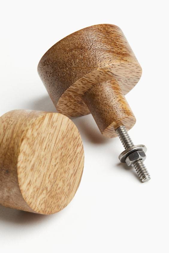 HM 2er-Pack Knaufe aus Mangoholz Top Angebot