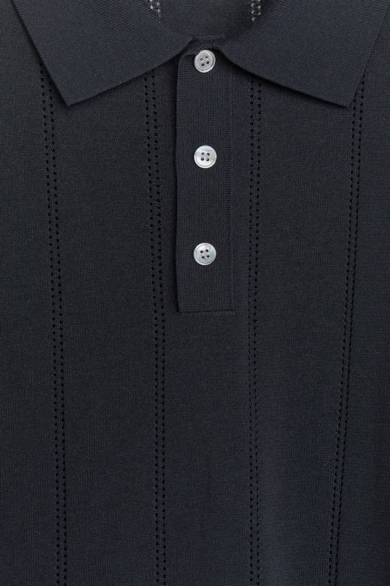HM Poloshirt im Pointelle-Strick Vatertagsangebot