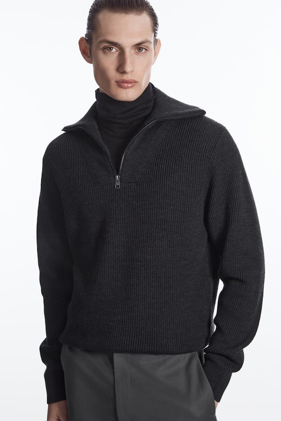 HM PULLOVER AUS WOLL-BAUMWOLL-MIX MIT REISSVERSCHLUSS Top Angebot