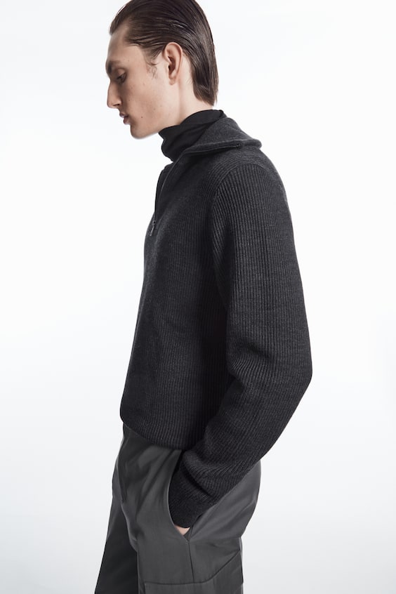 HM PULLOVER AUS WOLL-BAUMWOLL-MIX MIT REISSVERSCHLUSS Top Angebot