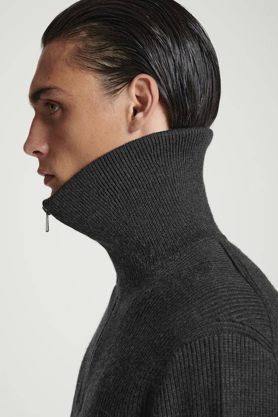 HM PULLOVER AUS WOLL-BAUMWOLL-MIX MIT REISSVERSCHLUSS Top Angebot
