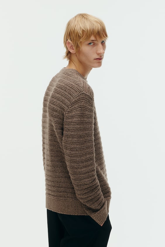 HM Pointellestrick-Pullover aus Wollmix Regular Fit Letzter Tag