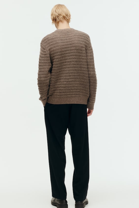 HM Pointellestrick-Pullover aus Wollmix Regular Fit Letzter Tag