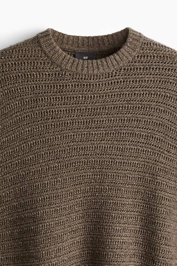 HM Pointellestrick-Pullover aus Wollmix Regular Fit Letzter Tag