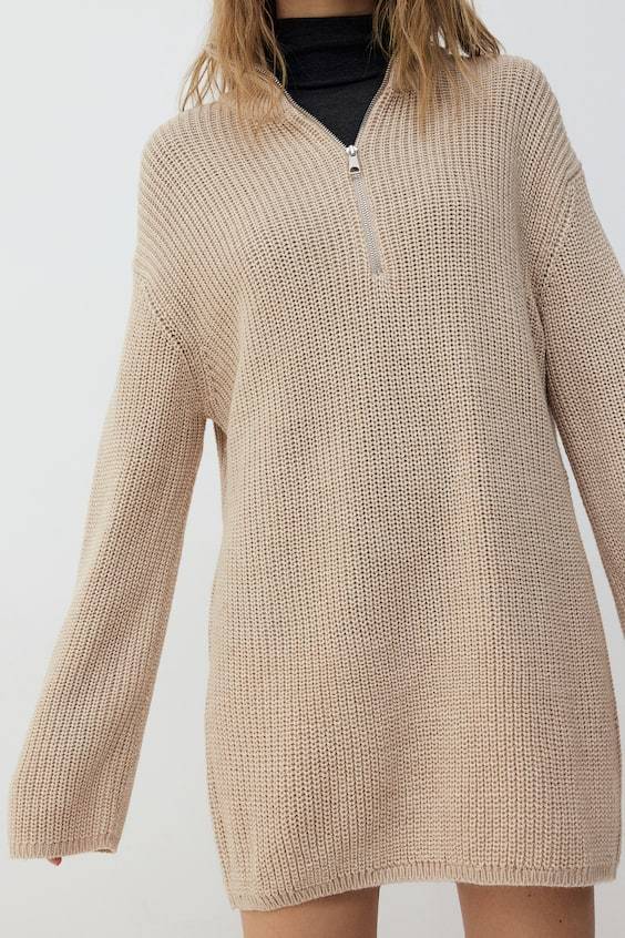 HM Schwerstrickpullover mit kurzem Zipper Blitzverkäufe