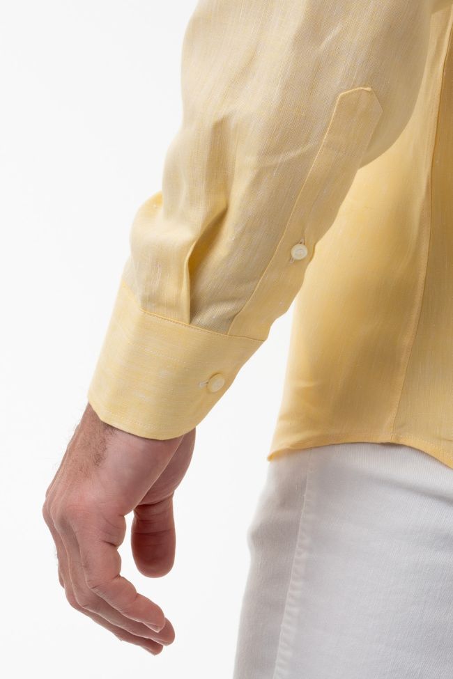 aplomb Hemd Herren Aplomb Classic Einfarbig 100% Leinen kragen Button-Down Lange Ärmel Exklusive Angebote