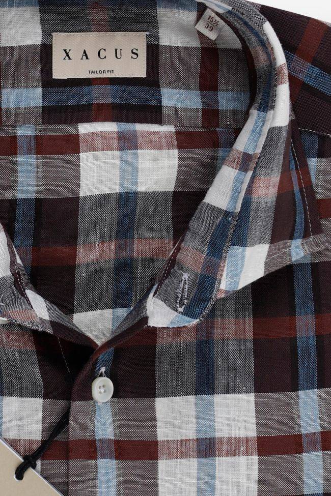 xacus Hemd Herren Xacus Regular Karo 53% linen 47% tencel kragen Französisch Lange Ärmel Zeitbegrenzte Promotion