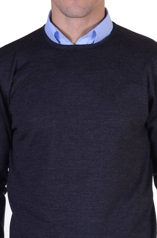 ragman Strickwaren Herren Ragman Rundhalsausschnitt Classic Einfarbig 100% Merinowolle Extrafine 50% Rabatt für begrenzte Zeit