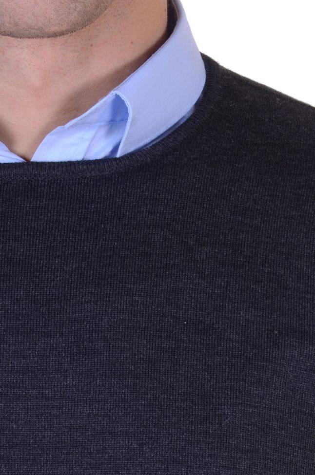 ragman Strickwaren Herren Ragman Rundhalsausschnitt Classic Einfarbig 100% Merinowolle Extrafine 50% Rabatt für begrenzte Zeit