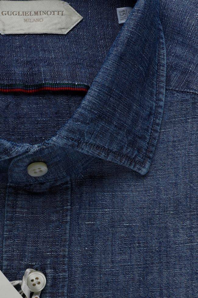 guglielminotti Hemd Herren Guglielminotti Regular Einfarbig 56% linen 44% cotton kragen Französisch Lange Ärmel Muttertagsangebot