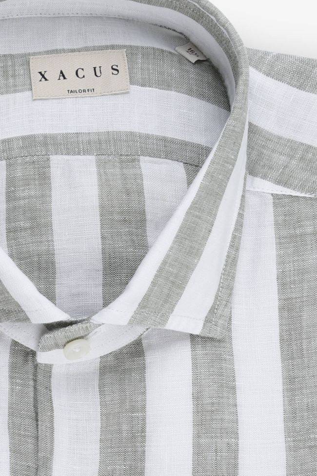 xacus Hemd Herren Xacus Regular Streifen 100% Leinen kragen Französisch Lange Ärmel Lagerräumung