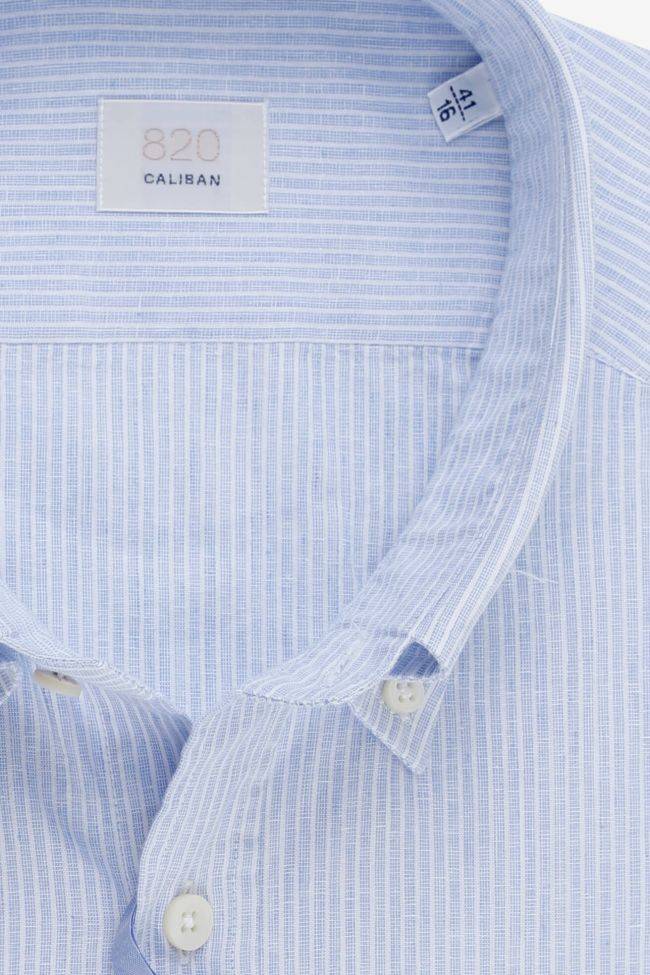 caliban Hemd Herren Caliban Regular Streifen 70% Baumwolle 30% Leinen kragen Button-Down Lange Ärmel Neueste Mode