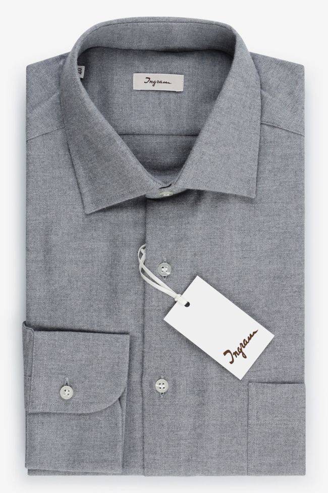 ingram Hemd Herren Ingram Regular Einfarbig 100% winter cotton kragen Italienisch Lange Ärmel Letzte 2 Tage
