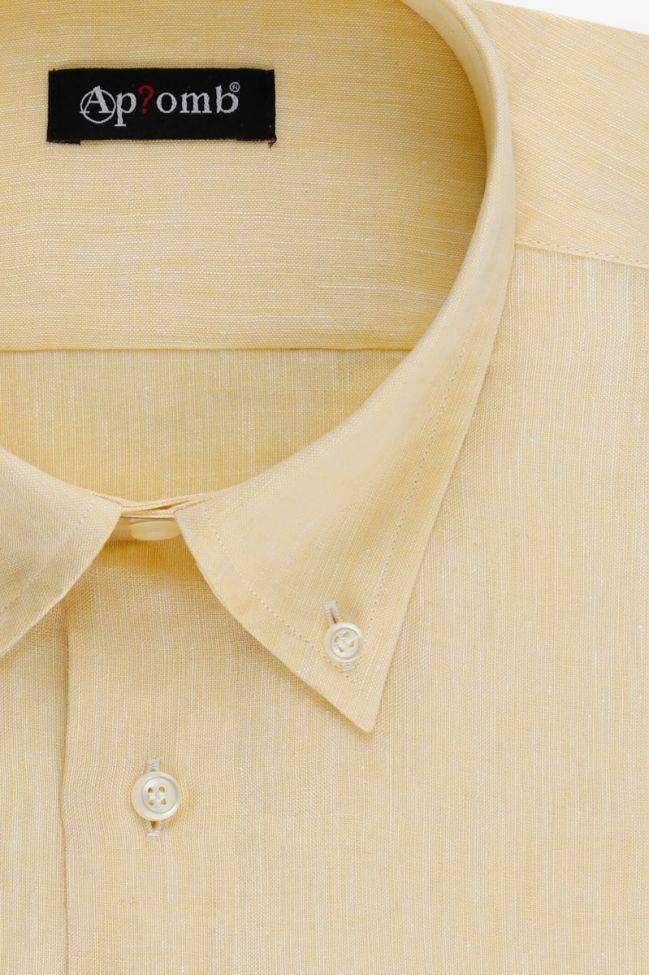 aplomb Hemd Herren Aplomb Classic Einfarbig 100% Leinen kragen Button-Down Kurze Ärmel Bis zu 65% Rabatt