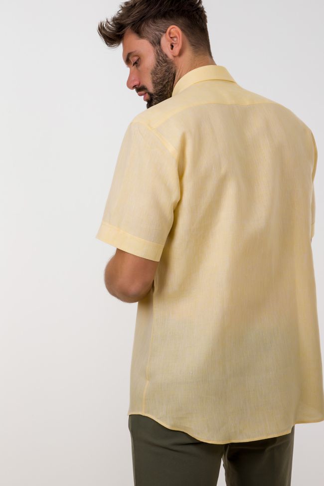 aplomb Hemd Herren Aplomb Classic Einfarbig 100% Leinen kragen Button-Down Kurze Ärmel Bis zu 65% Rabatt