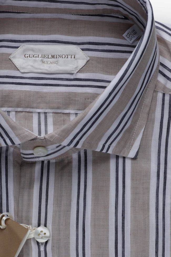 guglielminotti Hemd Herren Guglielminotti Regular Streifen 56% linen 44% cotton kragen Französisch Lange Ärmel Kostenloser Versand