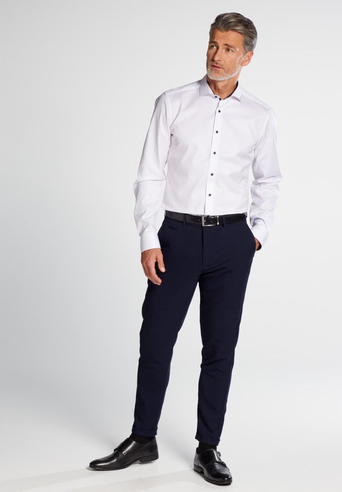 eterna Hemd Herren Eterna Slim Bügelfreie kragen Französisch Lange Ärmel Tiefpreis