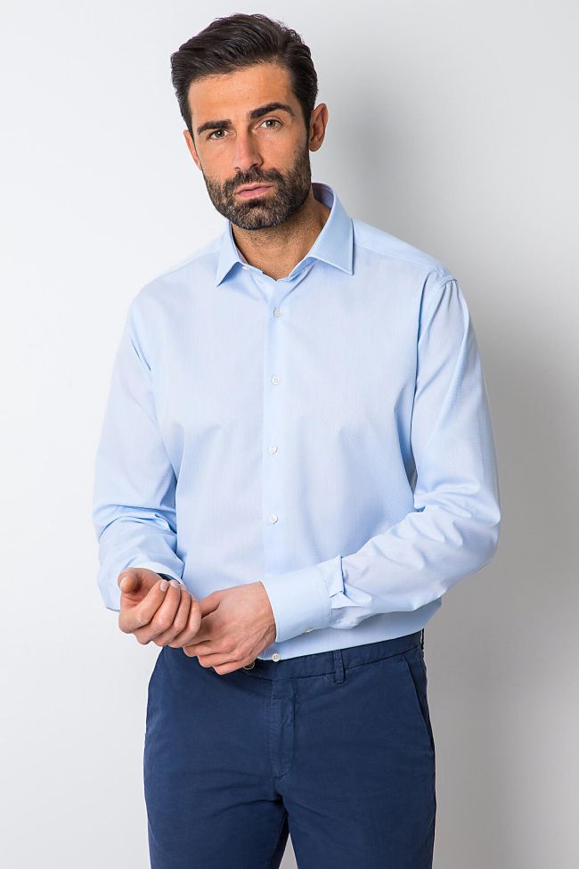 ingram Hemd Herren Ingram Regular Bügelfreie Halb Unifarben 100% Baumwolle kragen Italienisch Lange Ärmel Fabrikladen