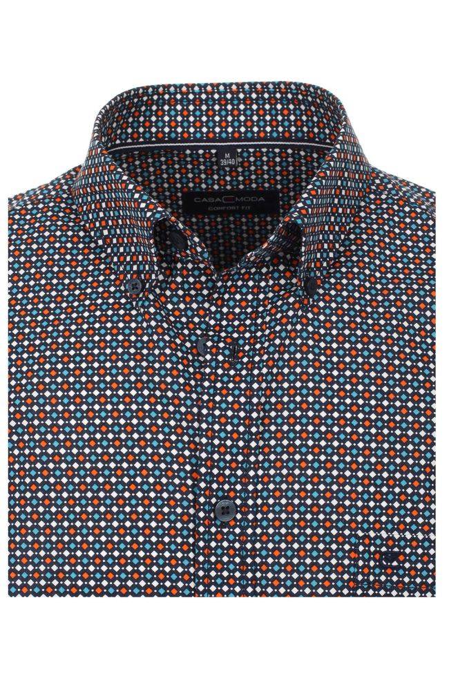 casamoda Hemd Herren Casamoda Comfort Muster kragen Button-Down Kurze Ärmel Vierteljährliche Förderung