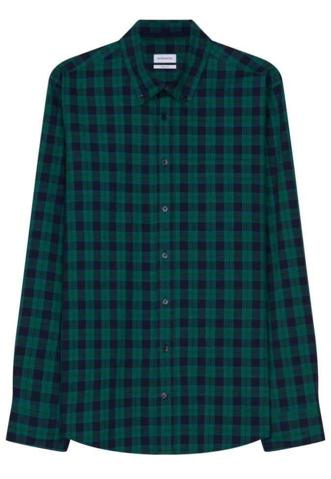 seidensticker Hemd Herren Seidensticker Regular Bügelfreie Karo kragen Button-Down Lange Ärmel Letzte 3 Tage