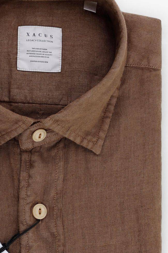 xacus Hemd Herren Xacus Regular Einfarbig 100% Leinen kragen Italienisch Lange Ärmel Speichern exportieren