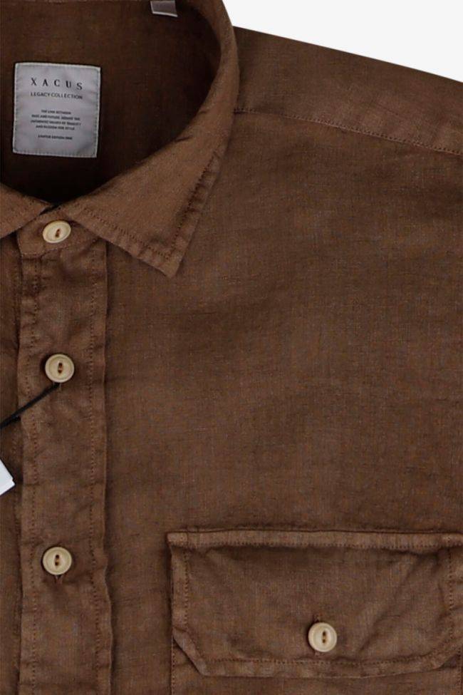 xacus Hemd Herren Xacus Regular Einfarbig 100% Leinen kragen Italienisch Lange Ärmel Speichern exportieren