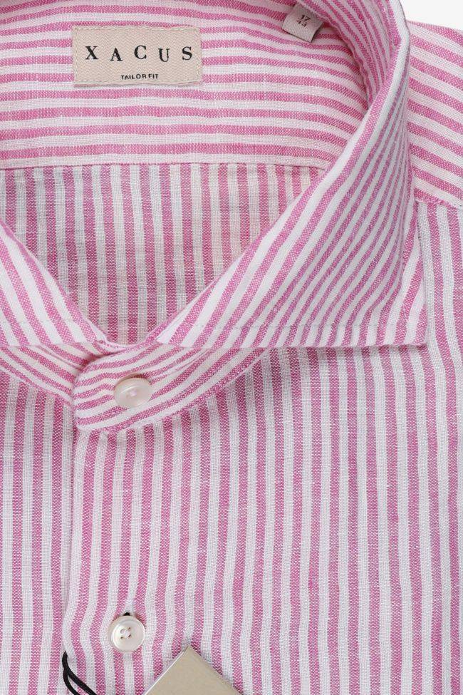 xacus Hemd Herren Xacus Regular Streifen 100% Leinen kragen Französisch Lange Ärmel Schlussverkauf